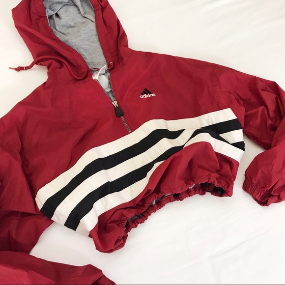 red adidas crop jacket